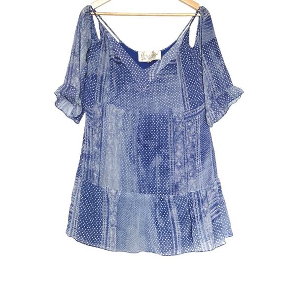 Rory Beca Whim Dress Blue Print Boho Women’s Size L - Picture 4 of 8